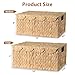RESENSTORE Large Wicker Basket with Lid, Wicker Storage Basket with Built-in Handles, Scalloped Edge Handwoven Basket for Shelves, Natural Water Hyacinth Wicker Basket for Gifts, Set of 2