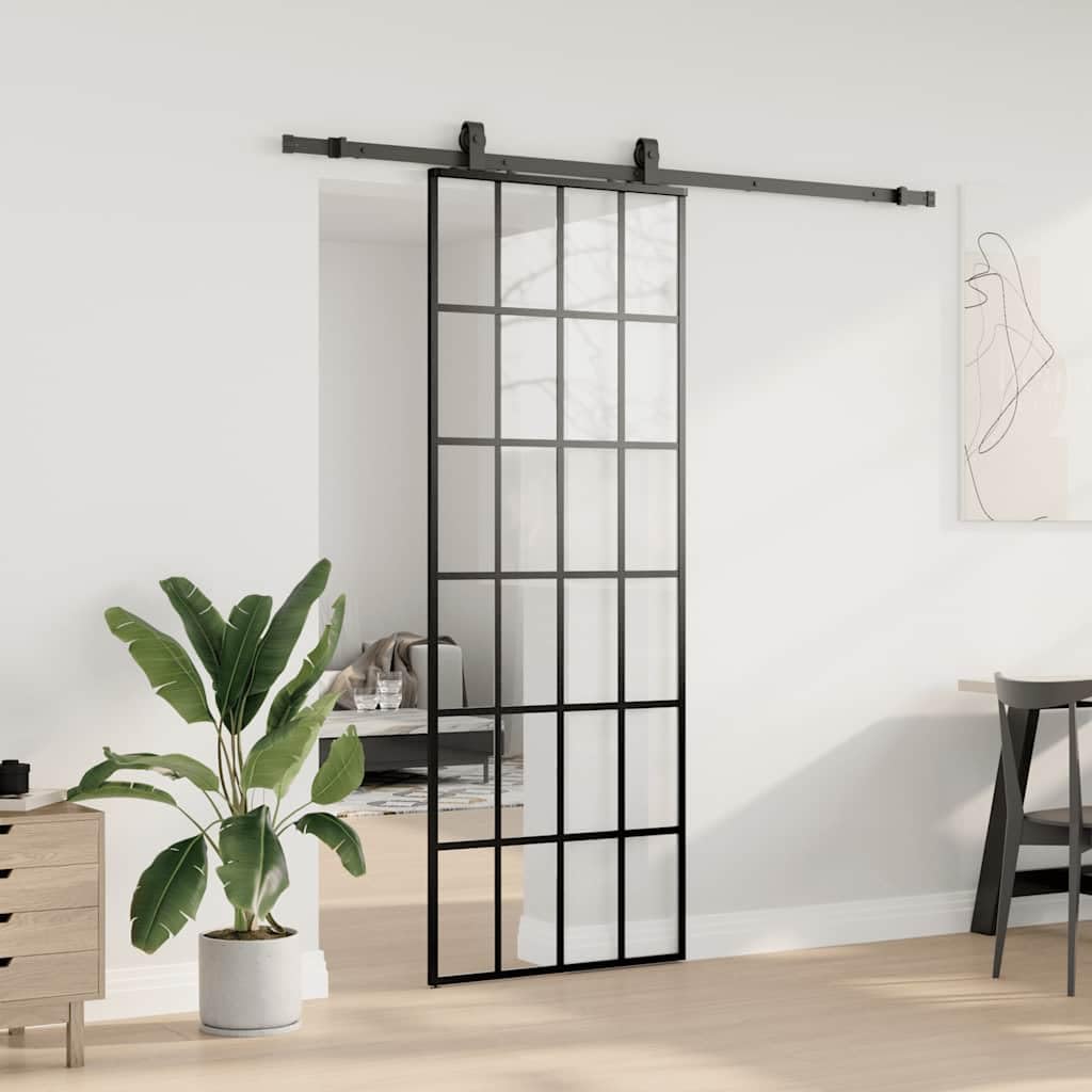 Porta scorrevole con guarnizione, porta in vetro ESG, 76 x 205 cm