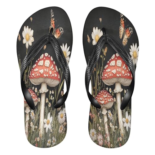 STAYTOP Mushrooms and Daisy Butterflies Flip Flops Sandals of Men's & Women's,Sandals Beach Slippers Shower Slides