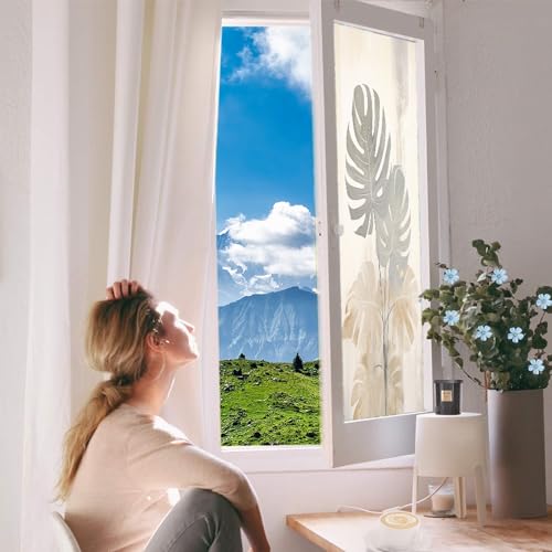 Película para ventana translúcida Beige Tropical 17.7x23.6 pulgadas miniatura 6
