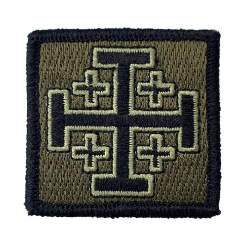 Jerusalem Cross - 2" x 2" Tactical Morale Patch - Olive Drab