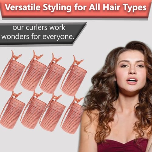 Image of TEMPERIA (8 pcs) Heatless Hair Curler Roller with Clips for Women - Premium Velcro Rollers for Curling Hair - Lightweight and Portable No Heat Hair Curl Tools (Random Colors)