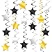 KATCHON Hanging Star Swirls Decorations Kit - Gold, Black and Silver | No DIY Requried | Great for Graduation Decorations Party Supplies , Events, New Year Black and Gold Party Decorations