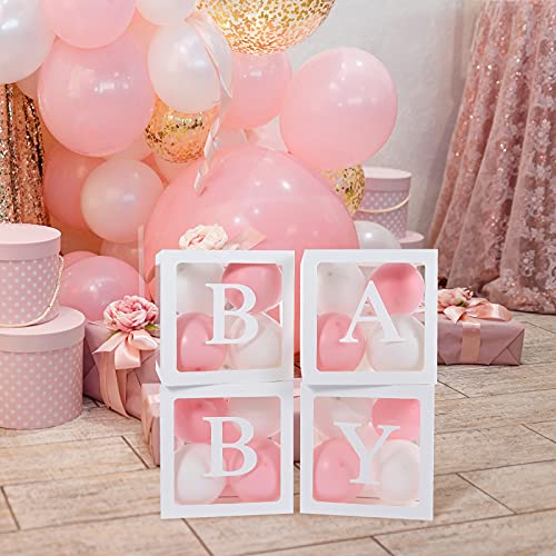Image of Baby Boxes with Letters for Baby Shower,Clear Baby Shower Decorations Block Boxes for Gender Reveal,Transparent Balloon Box Backdrop Birthday Party,4PCS (Pack of 2)