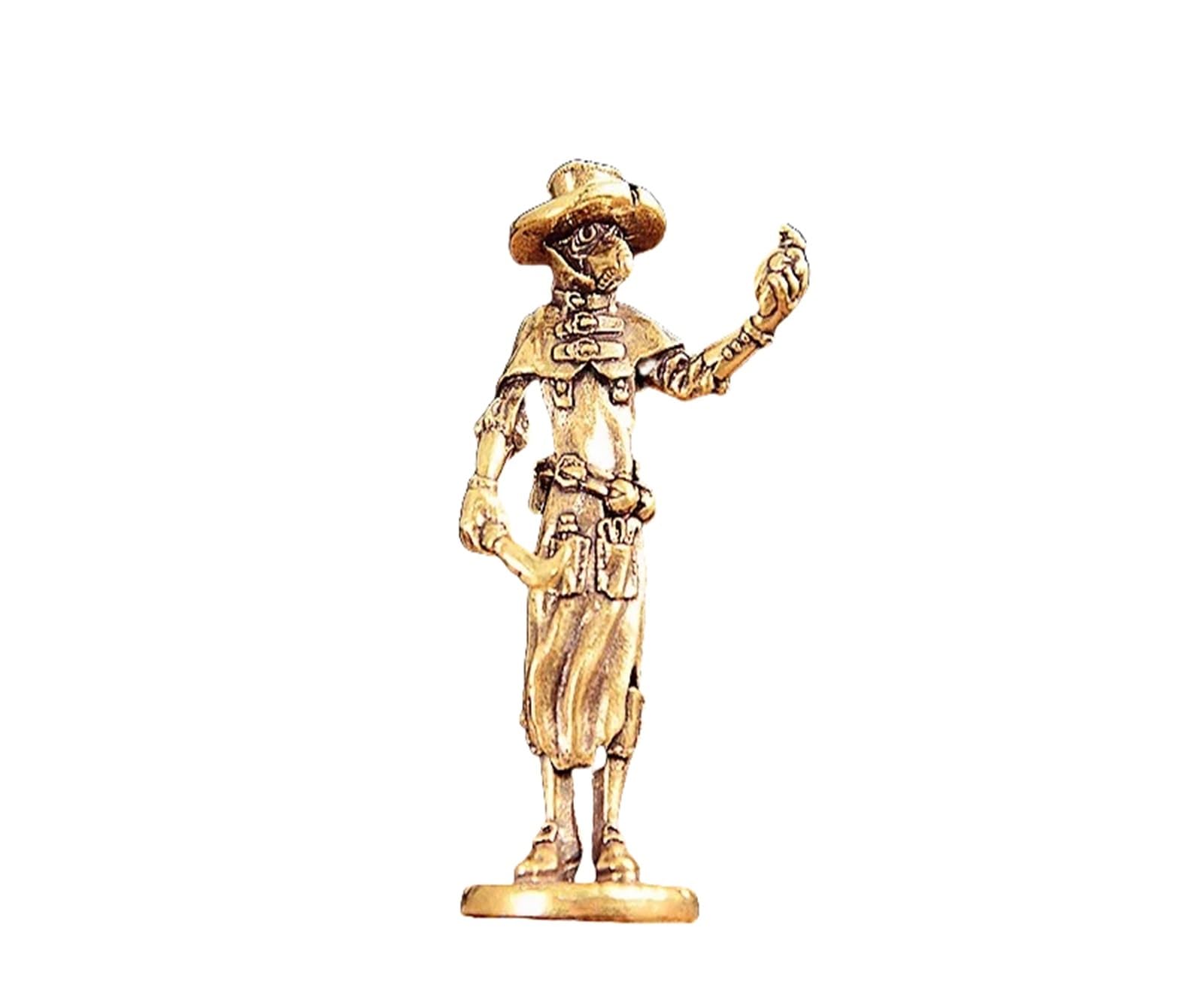 Huolimxun Solid Brass Cowboy Miniature Desktop Statue Creative Home Office Craft Decoration Accessory