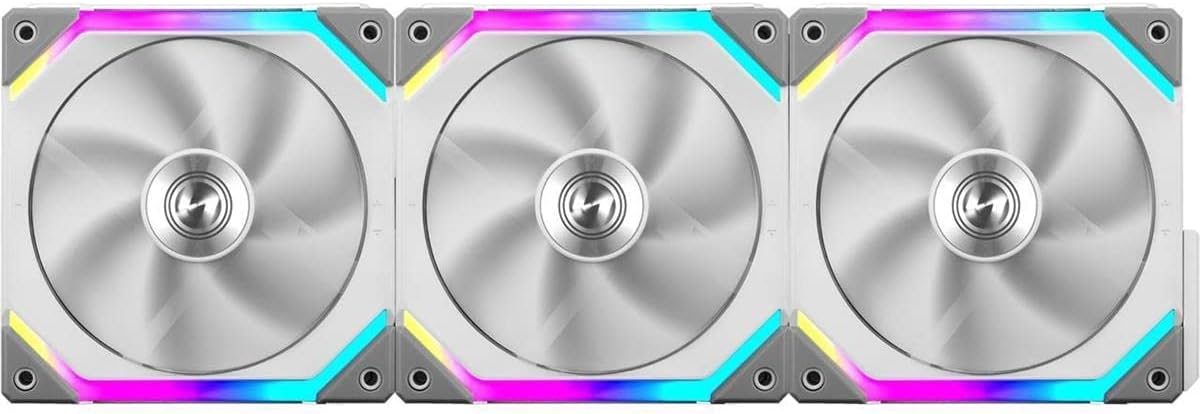 Lian-Li UNI FAN SL120 Revolutionized Daisy-Chain 120mm ARGB Fan, White, 3-Pack