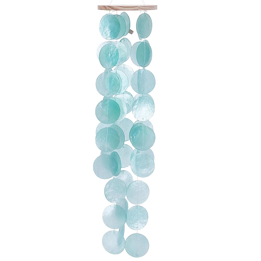 PH PandaHall Conchiglia di Capiz Carillon da Vento per Esterni 61.5cm Carillon da Vento per Donne per Portico con Cima in Legno per Giardino Patio Parete Decorazione Costiera Cortile