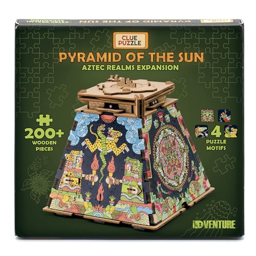 iDventure Cluepuzzle Expansion The Aztec Realms | Wooden Puzzle with 200+ Pieces | Escape Room Game | Gift Box | 4 Designs | Puzzle Size 20x12 cm |...