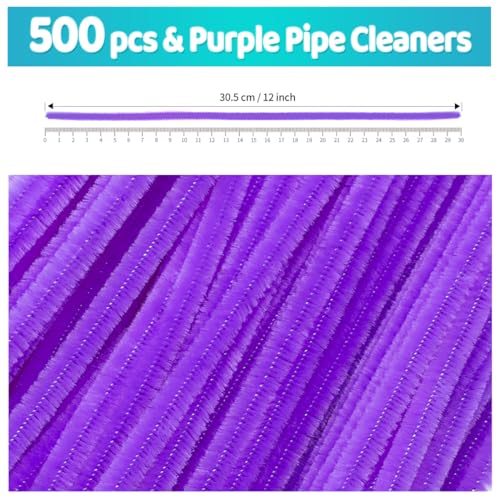 Image of IOOLEEM 500pcs Purple Pipe Cleaners Bulk for Crafts Art and Craft Supplies