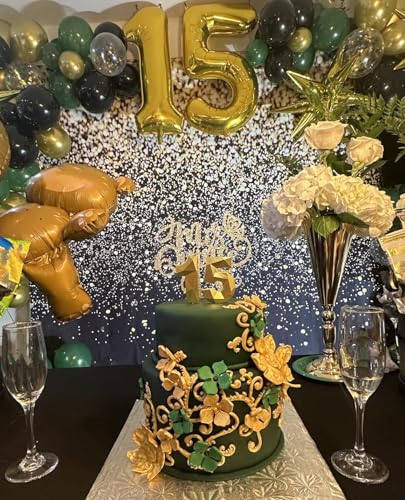 Image of Number Balloons 15 Balloon Gold for 15 51 Birthday Party Decorations, 40 in | Saturated Color, Large 40 inch, With Straw & Hanging Holes, For Back-To-School Season, Anniversary, Christmas, New Year