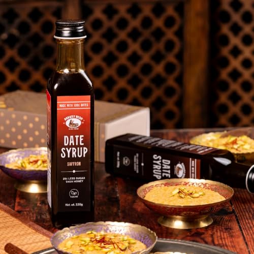Image of Brawny Bear Date Syrup, Healthy Sugar Substitute, 100% Natural Arabian Date Syrup with No Added Sugar and Preservatives, Vegan, Natural Sweetener for Toppings, Baking, Cooking, Low GI - 140gm