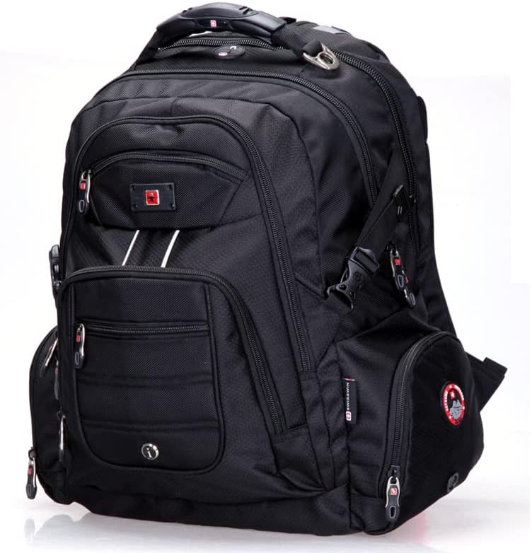SWISSWIN Swiss Waterproof Business Backpack Travel Backpack College School Backpack Casual Daypack Daily Shoulder Bag SW9801 Black 17 inch Laptop Notebook Backpack for Men Womens Boys Girls …