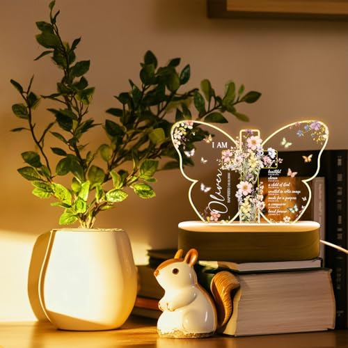 Lámpara nocturna personalizada bautizo LED con cruz y nombre miniatura 3