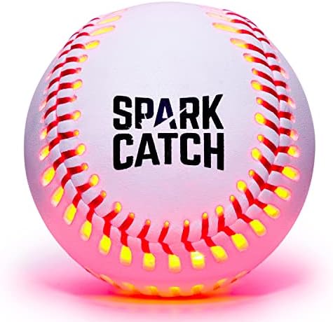 SPARK CATCH Light Up Baseball (Switch Version), Glow in The Dark Baseball, Perfect Baseball Gifts for Boys, Girls, and Baseball Lovers, Official Size and Weight with Genuine Leather (Red)