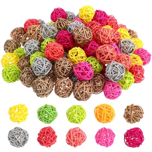 ERINGOGO 100 StüCk Rattankugeln Rattan Deko Dekokugel Geflochtene...