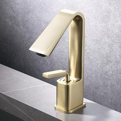 Robinet de lavabo doré en laiton monotrou eau chaude et froide