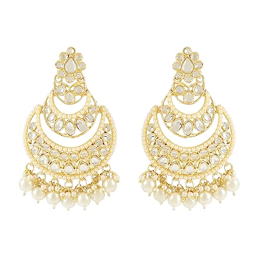 I Jewels Gold Plated Traditional Handcrafted Pearl Kundan Beaded Chandbali Earrings for Women (E3029) (White) (B0C6GSB925) Amazon Price History, Amazon Price Tracker