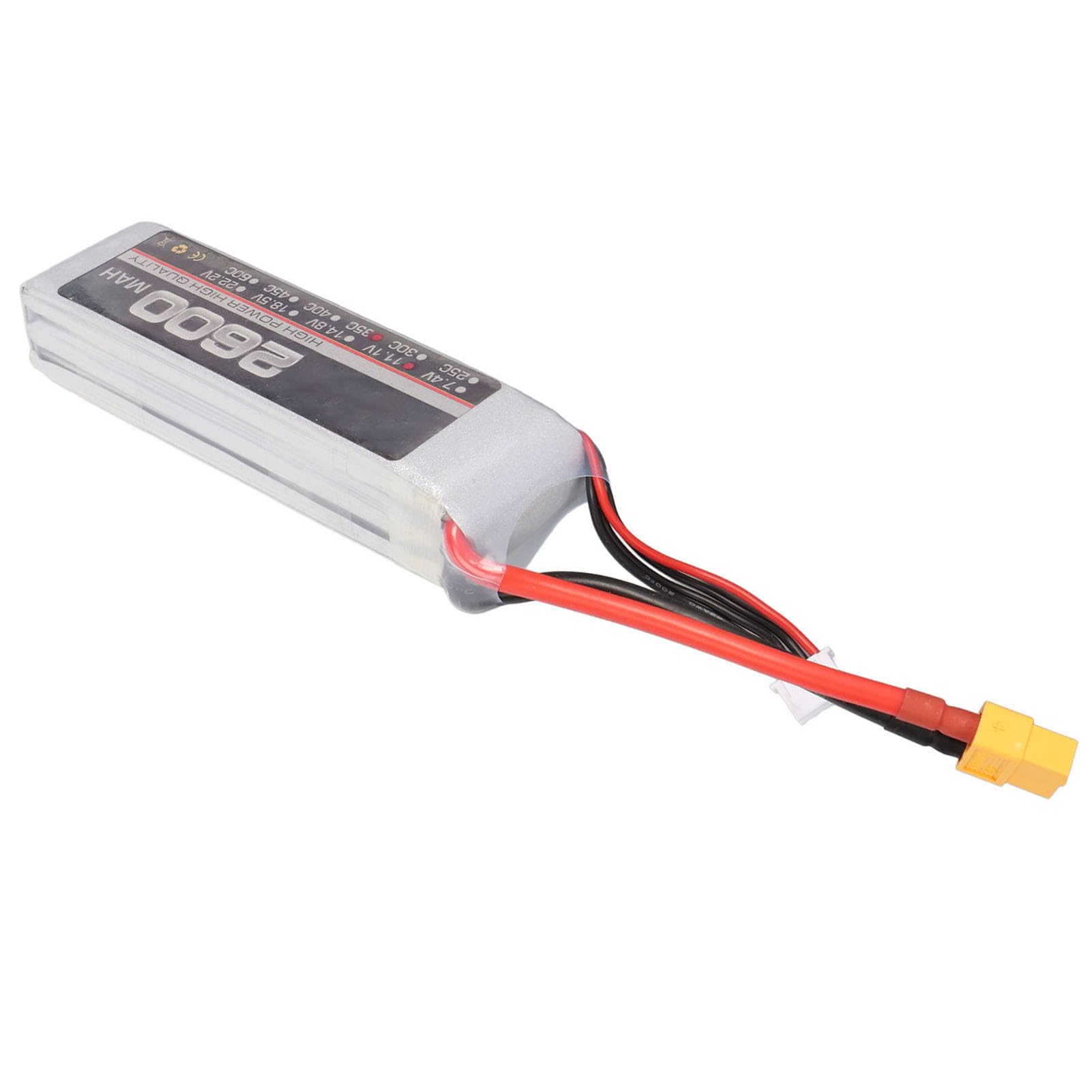 11.1V 35C 2600mAh 3S RC Lipo Batteria per FPV Racing Drone Quadcopter Elicottero Aereo RC Barca Modelli RC con Connettore XT60 Prestazioni di Scarica Elevate e Fonte (XT60)