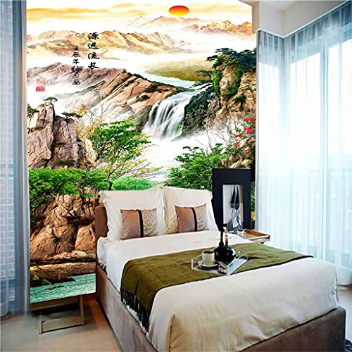 Papier peint panoramique 3D de paysage chinois 350x256 cm poster mural géant auto-adhésif salon - 6
