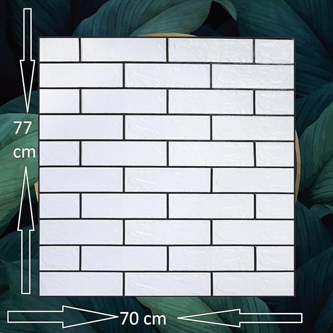 Image of Brick Wallpaper - Self Adhesive PE Foam Brick Design 3D Wall Stickers /DIY Wallpaper for Home Hotel Living Room Bedroom & Cafe (70 x 77cm, Appx. 5.8Sq Feet) (Black Line)