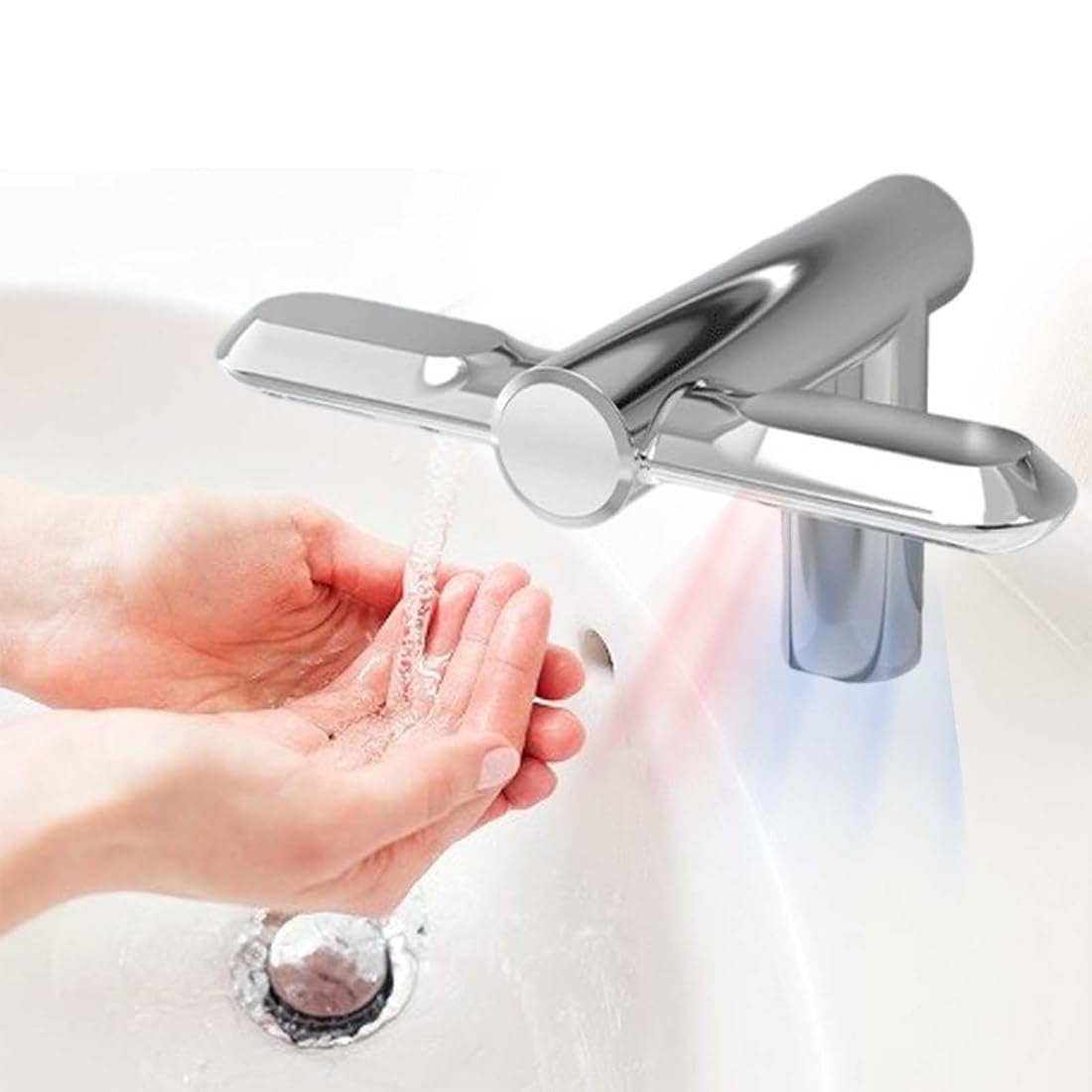 Rubinetto con sensore automatico touchless e asciuga mani per lavandino del bagno, stazione igienica per lavaggio e asciugatura senza tocco, per casa/ufficio
