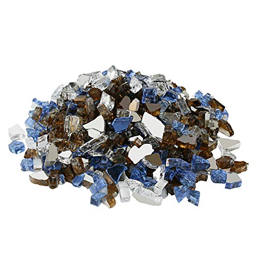 Hisencn Blended Fire Glass For Fire pit, 10 Pound, 1/2 Inch Tempered Glass