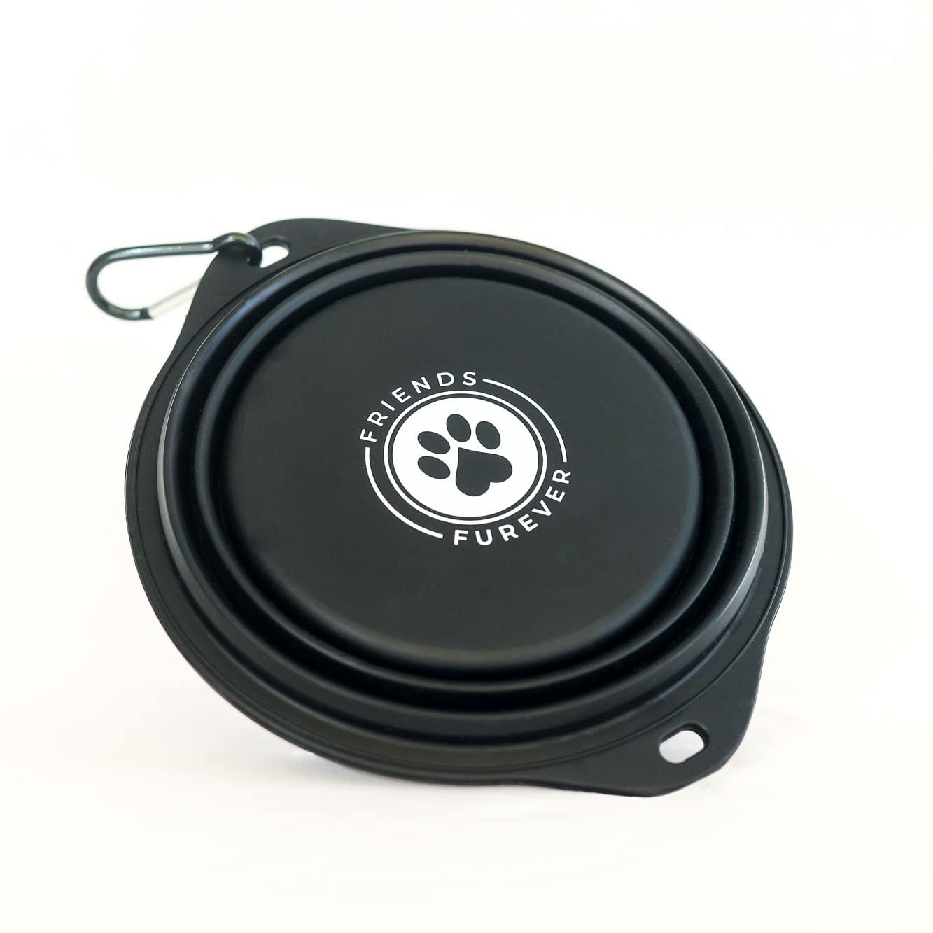 FRIENDS FUREVER Collapsible Dog Bowl (Black) - (850ml) - Premium Quality, Food Grade, Travel Bowl