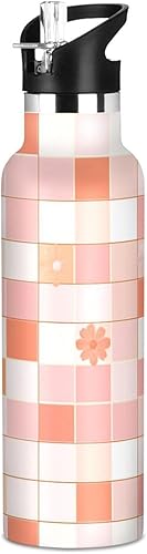 Miniatura 18 de Hyacinths - Botella de agua de metal para niños con tapa de boquilla a prueba de fugas, aislamiento al vacío de doble pared ligera para viajes,