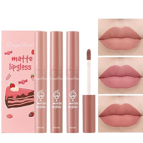 Kekmjudy 3 Color Nude Matte Lipstick Set, Velvet Nude Lip Gloss Non-Drying, Non-Fading, Non-Stick, Long Lasting, Waterproof Lipstick - B