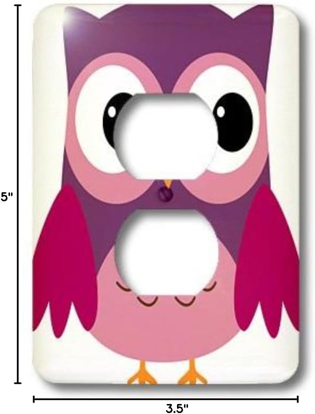 3dRose Cute Purple Owl 2 plug outlet cover