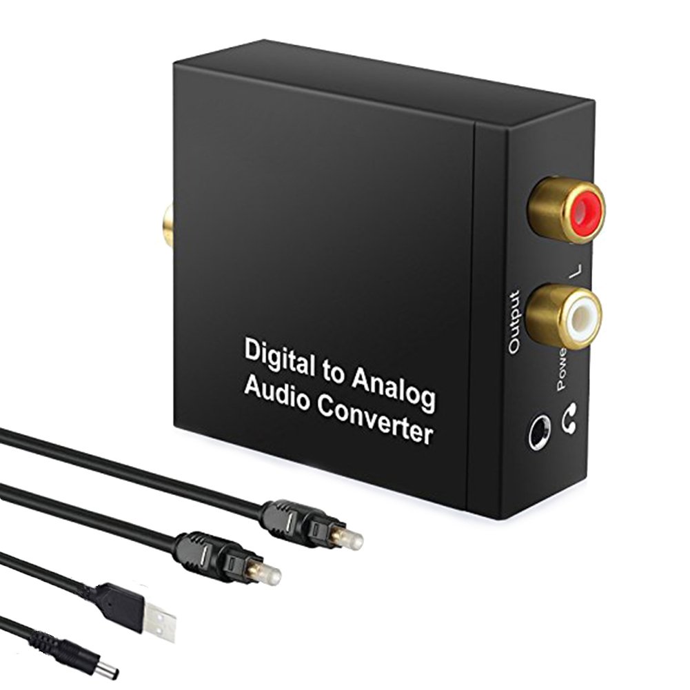Greatstar Digital to Analog Converter,Digital to Analog Audio Converter,DAC Optical Coax to Analog RCA Audio Adapter,Audio L/R Converter Adapter, with Optical Cable 3.5mm & USB Power Cable