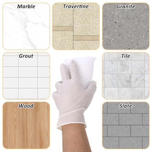 Image of 24 Pcs Wood Staining Kit Include Stain Applicator Pads and Disposable Nitrile Gloves, 12 Microfiber Sponge Pads Lint Free with 12 Rubber Gloves for Wood and Oil Based Finishes Dyeing Cleaning, White