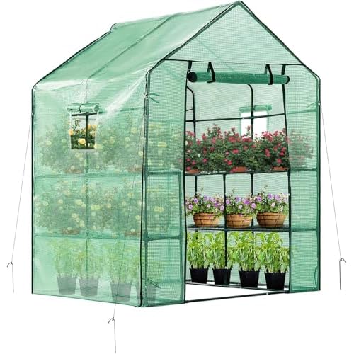 VIVOSUN 39x39x63-Inch Portable Walk-in Greenhouse, with PVC Cover & Detachable Base, Instant Pop-up and Folding, Mini Greenhouse with Roll-Up Door & Mesh Window for Indoor Outdoor, Wind Rope