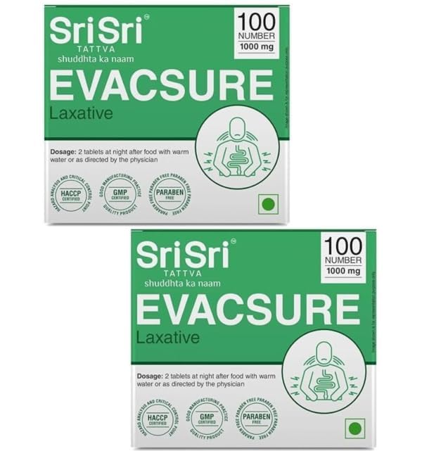 Sri Sri Tattva Evacsure - Laxative, 100 Tabs | 1000 mg - Pack of Two-picture-24