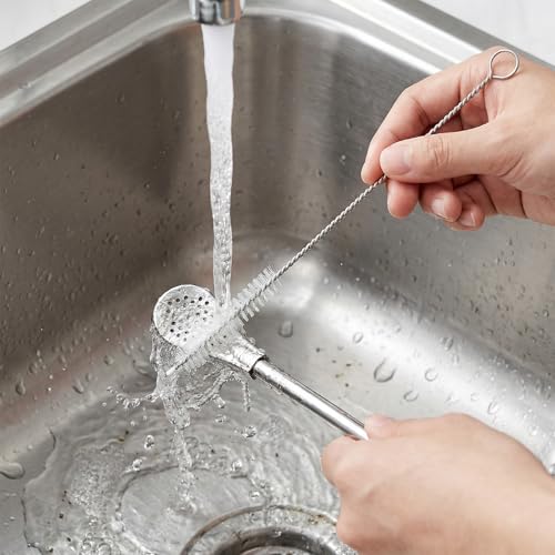 Sibba 6 PCS Yerba Mate Drinking Filter Spoon Straws & Cleaning Brushes Set 7\" Stainless Steel Removable Stirring Straws Metal Spoon Straw Stirrer for Loose Leaf Tea Coffee Milkshake Cocktails - Thumbnail 5