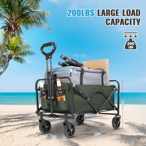 EVLIQUIL Carroça de praia dobrável dobrável, carrinhos com rodas dobráveis, vagão utilitário de merc