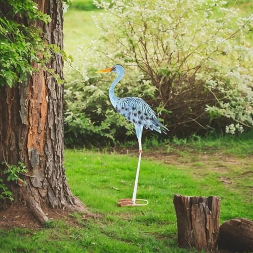Statue héron bleu décoration jardin stable oiseau résistant aux intempéries