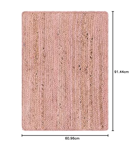 Image of Unique Loom Braided Jute Collection Area Rug - Dhaka (2' x 3' 1 inch Rectangle, Light Pink)