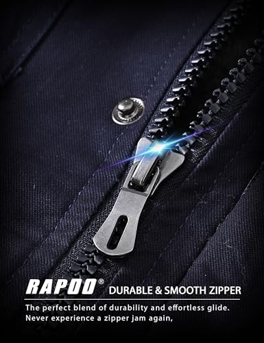 Image of Rapoo Men's Winter Jacket Cotton Work Military Jackets Fleece Lined Thick Warm Cargo Coats with Hooded