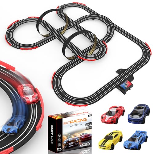 Slot Racing Car Track 32Ft Electric Powered Race Tracks Sets for Boys and Kids,Dual Racing with...
