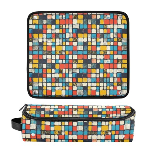 Bolsa de viaje resistente al calor para herramientas de cabello Retro Marble, estera para planchas y rizadores, organizador portátil para cuidado del cabello miniatura 3