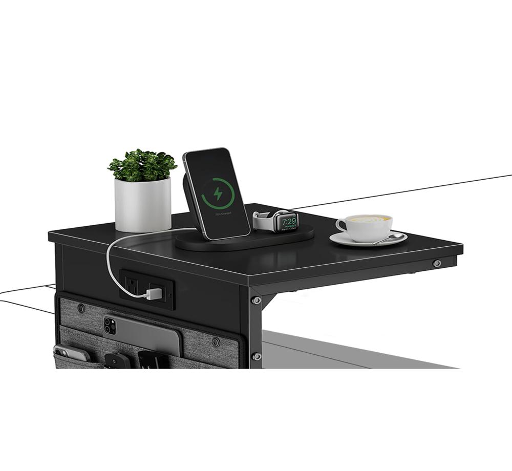 Amazon.com: Vagusicc C Shaped End Table with Charging Station
