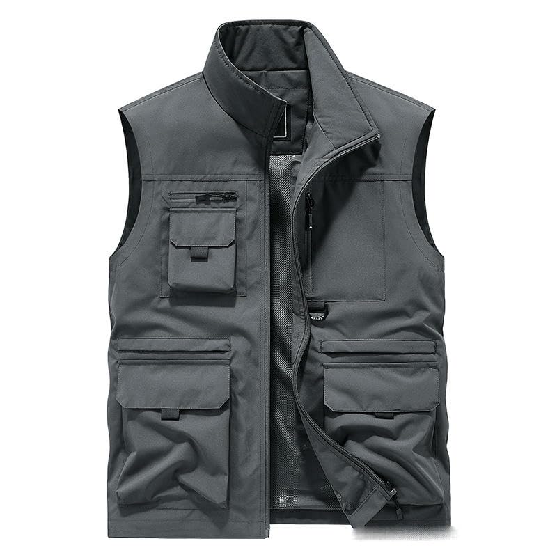 Gilet léger ample col montant vêtement décontracté extérieur homme