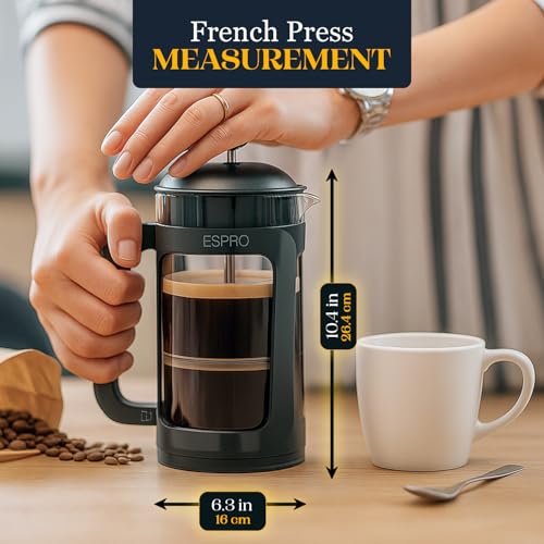 ESPRO P3 French Press Coffee Maker – Patented Double Micro-Filter for Grit-Free Brew, Heat Resistant thicker Borosilicat - Additional View