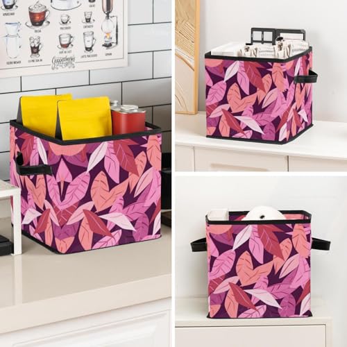Panier de rangement pour chambre à coucher, décor feuilles roses épuré - 8