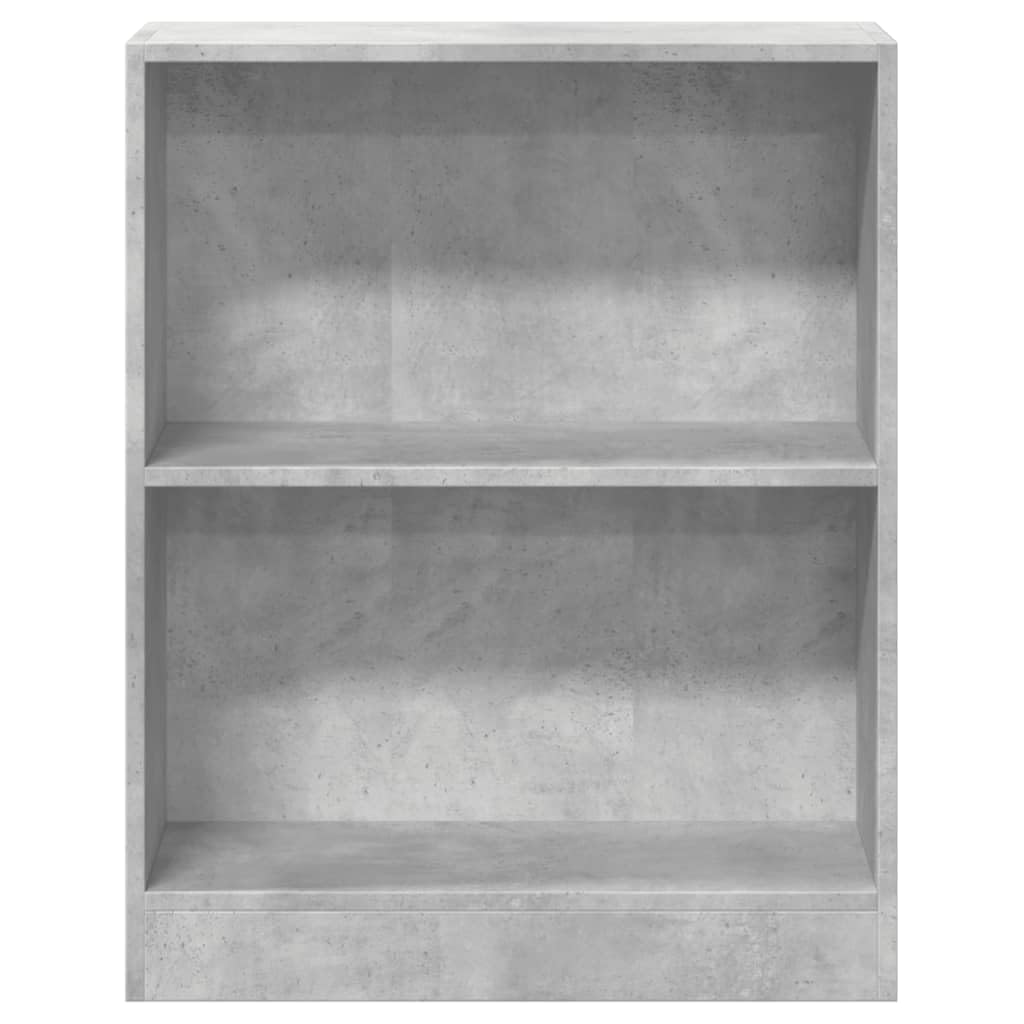 Libreria 2 Ripiani Grigio Cemento 60x24x76 cm Legno Multistrato | Scaffale autoportante compatto per soggiorno e studio, ideale per organizzare libri e oggetti decorativi.