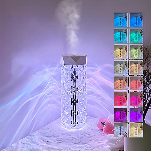 Crystal Lamp Humidifier, Cool Mist Humidifiers with 7 Colors Touch Control Night Light Noiseless Humidifier for Home, Office, Yoga with Auto-Off Protection,400ml