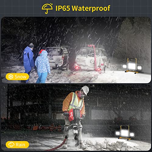 Viugreum 100w Led Work Light with Plug 8000LM 6500k Outdoor Lights Mains Powered 3 Adjustable Heads IP65 Flood Lights Outdoor Portable Construction Light with Stand / 3m Cable for Workshop Garage - Image 4