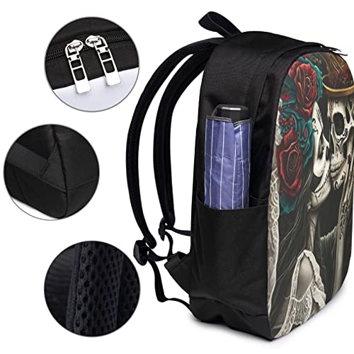 Couple Skull Travel Laptop Backpack for Women Men, 17 Inch Business Backpack with USB Charger Port4