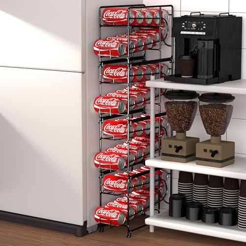 2 Pack -SUFAUY Stackable Beverage Soda Can Dispenser Organizer Rack for Pantry or Refrigerator, Black